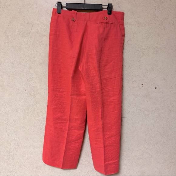 J McLAUGHLIN 6 FLARE LEG WOMENS LINEN CORAL LINED PREPPY DRESSY CAREER PANTS - Picture 11 of 15